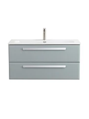 Тумба с раковиной Cezares Эко-Кер-Н/Eco-Cer-N 100 серо-голубая матовая (раковина CZR-8073-100, ручки сатин)