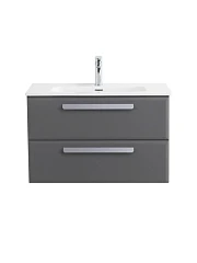 Тумба с раковиной Cezares Эко-Кер-Н/Eco-Cer-N 80 темно-серая матовая (раковина CZR-8095-80, ручки серые)