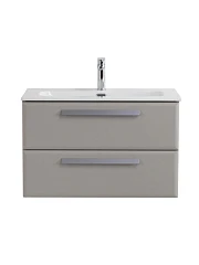 Тумба с раковиной Cezares Эко-Кер-Н/Eco-Cer-N 80 серо-бежевая матовая (раковина CZR-8073-80, ручки серые)