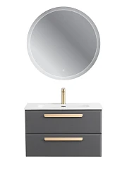 Комплект мебели Cezares Эко-Кер-Н/Eco-Cer-N 80 темно-серый матовый (раковина CZR-8095-80, ручки сатиновое золото)