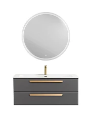 Комплект мебели Cezares Эко-Кер-Н/Eco-Cer-N 120 темно-серый матовый (раковина CZR-8073-120, ручки сатиновое золото)