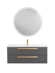 Комплект мебели Cezares Эко-Кер-Н/Eco-Cer-N 120 темно-серый матовый (раковина CZR-8095-120, ручки сатиновое золото)