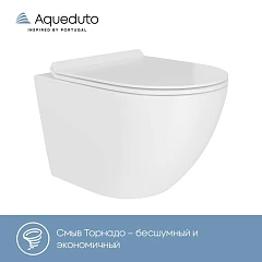 Подвесной унитаз Aqueduto Ovo Daily 36*48 безободковый Tornado с крышкой-сиденьем микролифт белый глянцевый