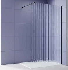 Душевая перегородка Aquatek Walk-in AQ.WI.120.2BL 120*200 с держателем L/R профиль черный матовый, стекло рифленое без поддона