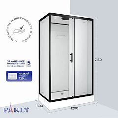 Душевая кабина Parly Бетт/Bett 120х80х215 прямоугольная профиль черный матовый