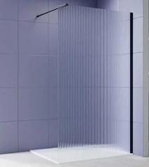 Душевая перегородка Aquatek Walk-in AQ.WI.090.2BL 90*200 с держателем L/R профиль черный матовый, стекло рифленое без поддона