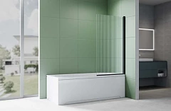 Душевая шторка на ванну Aquatek AQ.BS.080.2BL 80*150 L/R профиль черный матовый, стекло рифленое