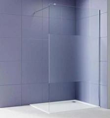 Душевая перегородка Aquatek Walk-in AQ.WI.100.3CH 100*200 с держателем L/R профиль хром, стекло прозрачное с матовой полосой без поддона