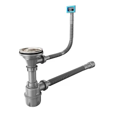 Сифон Iddis для кухни бутылочный, 3.1/2x40мм, с выпуском, гофротрубой и переливом, 900CVG0P10VD