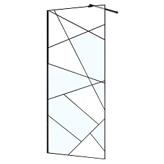 Душевая перегородка Azario Валк-ин 100х195 графический принт 8 мм, цвет профиля матовый черный без поддона