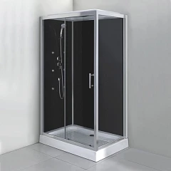 Душевая.кабина Comforty СF5777B 120*80*210 тонированое стекло,задняя черная  панель, (низкий поддон)