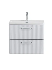 Тумба с раковиной BelBagno Дуэ/Due 60 белый металлик, ручки хром полированный
