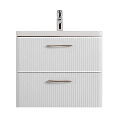 Тумба с раковиной BelBagno Дуэ/Due 60 белый металлик, ручки сатиновый никель