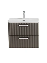 Тумба с раковиной BelBagno Дуэ/Due 60 оружейная сталь, ручки белые