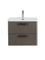 Тумба с раковиной BelBagno Дуэ/Due 60 оружейная сталь, ручки матовый темный никель