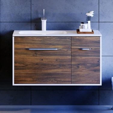 Тумба под раковину Aqwella Malaga 90 крафт темный/белый глянец L