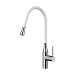 Смеситель Omoikiri Yatomi-BN-WH для кухни с гибким изливом сталь/белый