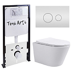 Комплект инсталляции Toni Arti Forli, клавиша смыва Baglio белый глянец