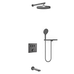 Душевой комплект Vincea Inspire VSFW-431I2RGM с изливом скрытый монтаж вороненая сталь